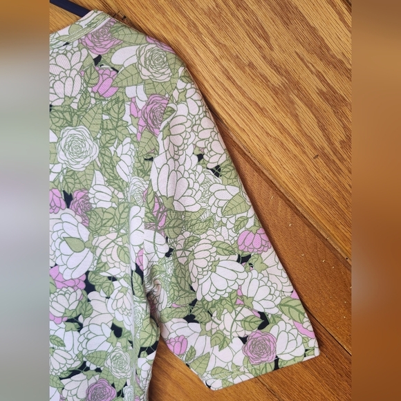 Lularoe Green, Pink, And Cream Floral Print Julia Bodycon Medium Dress - Picture 10 of 14